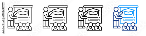 Public Education Icon Different Style Outline Collection Set.