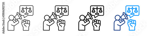 Rights Advocacy Icon Different Style Outline Collection Set.