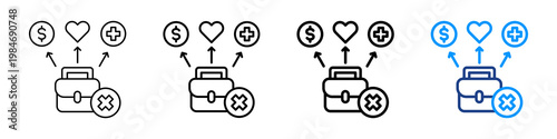 Unemployment Benefit Icon Different Style Outline Collection Set.