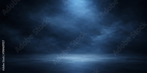 A dramatic dark blue sky fills the cloudscape with stormy white clouds and black shadows signaling a nature hurricane under an overcast light