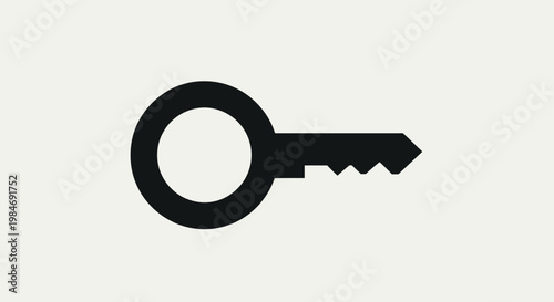 A minimalist graphic illustration of a black key silhouette on a light background, representing security and access.