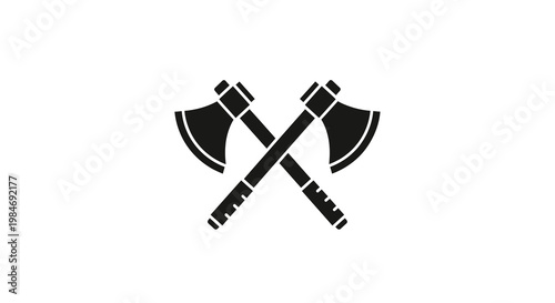 Crossed Axes Vector Illustration, Minimalist Black Silhouette Icon for Lumberjack or Forestry Branding Design