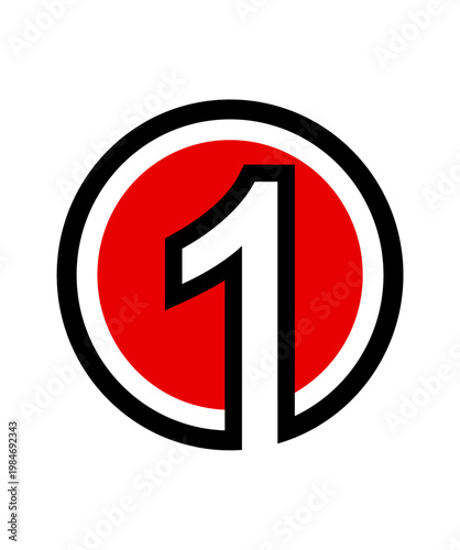 Bold Red Circle Black Outline Minimalist Icon 0001 format eps