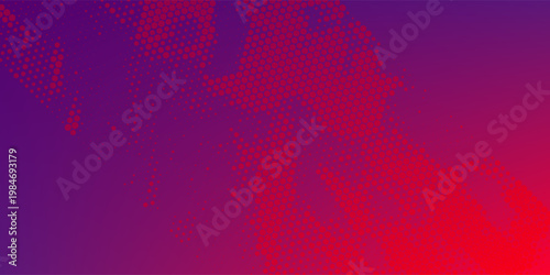 Abstract Red and Purple Halftone Gradient Background with Dynamic Dot Pattern