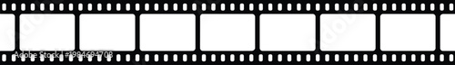 Black film strip vector illustration with empty frames for photo gallery cinema movie production and photographic negative border  design