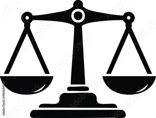 A classic balance scale icon representing justice vector illustration isolated on a white background