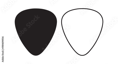 A pair of guitar pick icons in black and white, one solid and one outline, suitable for music-related themes.