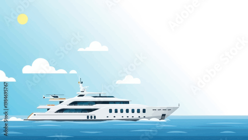 Luxury Yacht Sailing on Blue Ocean Waters