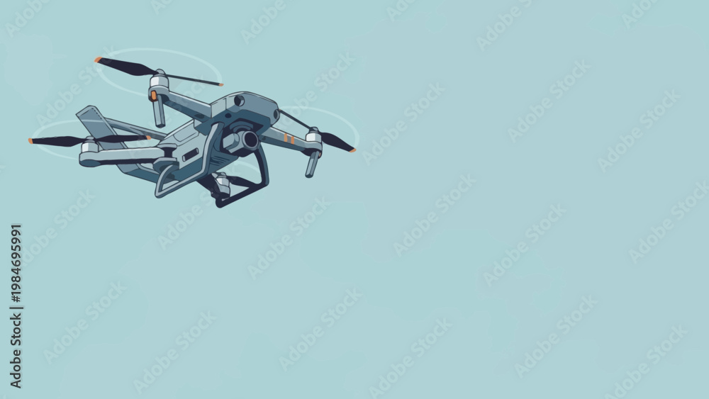 Fototapeta premium Modern Drone Flying in Clear Blue Sky