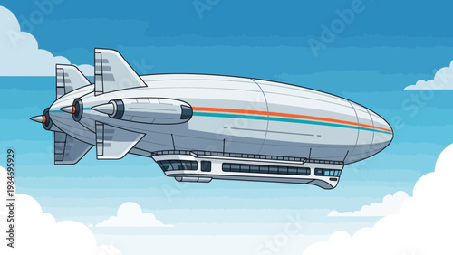 Modern Airship Illustration in the Sky
