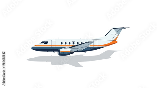 Modern Corporate Jet Airplane in Flight Isolated