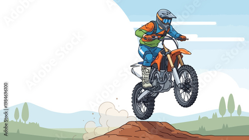 Motocross rider soaring through the air on a dirt bike