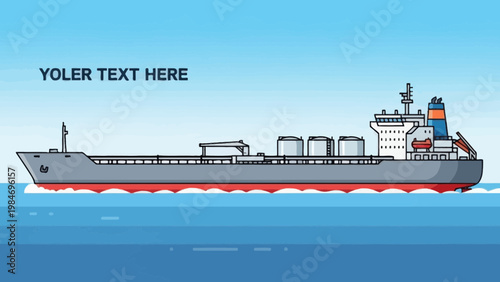 Oil Tanker Ship Illustration on Water