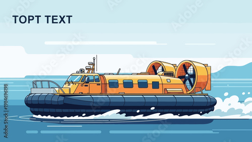 Orange Hovercraft Gliding Across Blue Water