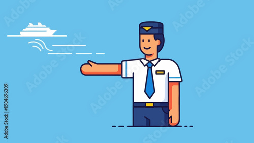 Pilot Smiling and Gesturing Towards Travel