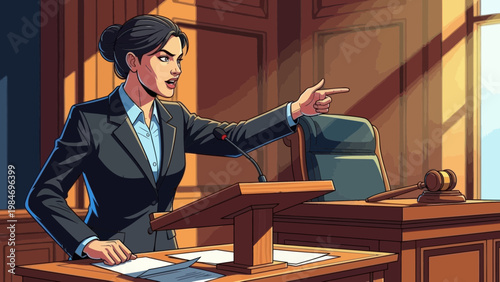 Prosecutor Pointing in Courtroom