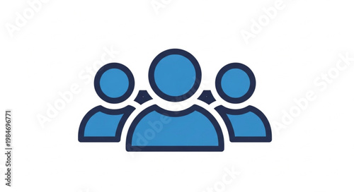 Three blue stylized figures representing a group of people.