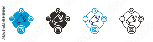 advertising icon set multiple style collection	
