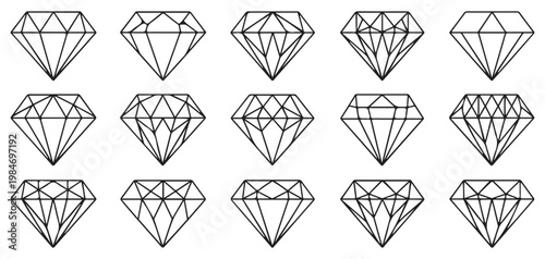 Solid diamond gemstone icons for mobile apps vector illustration eps 10