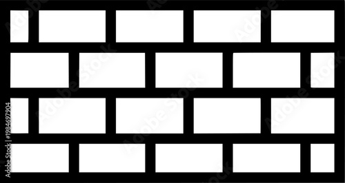 Brick wall construction and architectural boundary symbol for building security and masonry structure design featuring a simple black line art wall pictogram – Black Vector Illustration