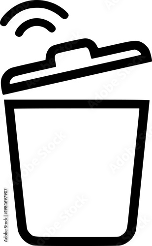 Garbage disposal and environmental sanitation symbol for trash management and household hygiene featuring a simple black line art waste bin pictogram – Black Vector Illustration