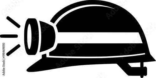 Torch helmet icon black and white vector illustration line icon vector pictogram – Black and White Vector Illustration