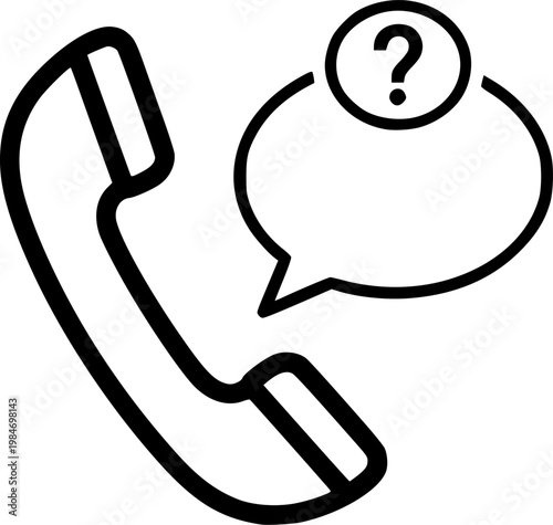 Communication phone and contact support symbol for mobile technology and digital connection service featuring a simple black line art telephone handset pictogram – Black Vector Illustration