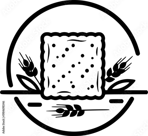 Crackers icon black and white vector illustration line icon vector pictogram – Black and White Vector Illustration