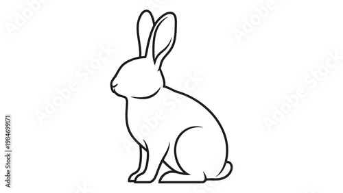 A simple line drawing depicts a rabbit in a seated side profile pose