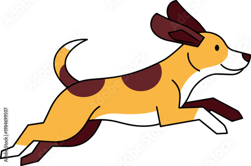 A cartoon dog is running quickly on transparent background