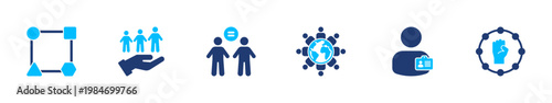 Diversity community icon set. inclusion, people, social, equality, unity. solid style icon collection.