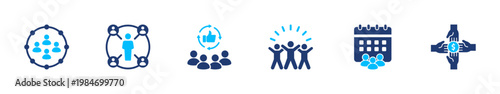 Community engagement icon set. interaction, participation, communication, social, connection. solid style icon collection.