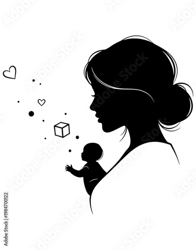 Mother and child sharing a heartfelt moment with floating gifts of love

