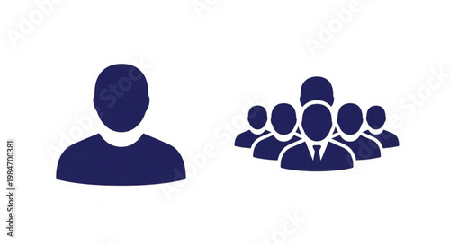 Single Person Icon Versus Group of People Icons.