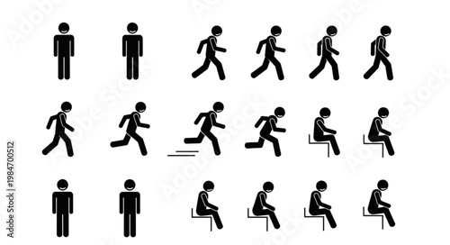 Stick Figure Poses and Actions Sequence Collection.