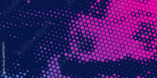 Abstract Halftone Dot Pattern Background with Vibrant Aurora Borealis Gradient and Grainy Texture