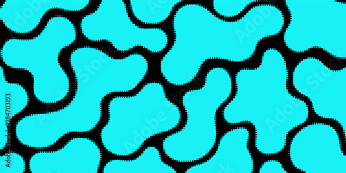 Electric neon waves filling the ether. Shimmering dots forming a pattern of smooth lines, bumps and depressions. Acid vector background for music album.