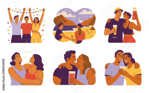 Joyful moments: A collection of happy people spending time together.