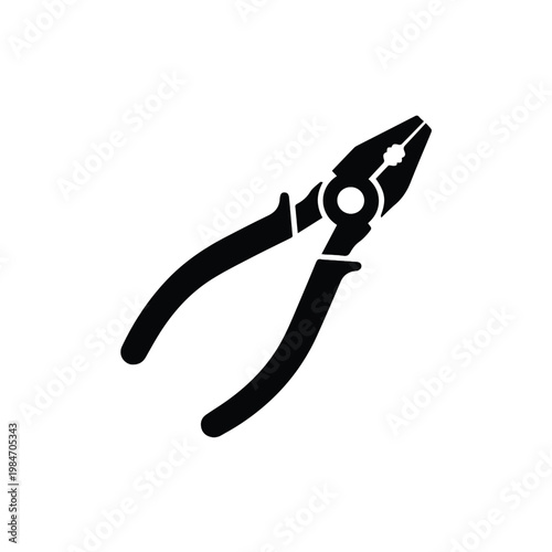 A simple black silhouette depicts a pair of combination pliers a common hand tool high quality