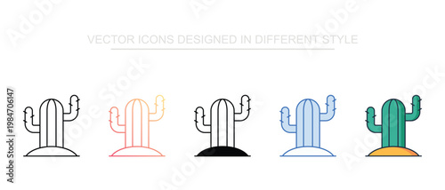 Potted Cactus Icon Set