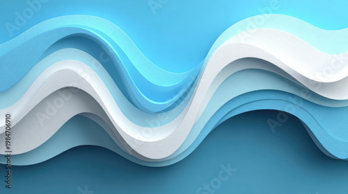 Abstract Blue and White Wavy Layers Background Design Concept.