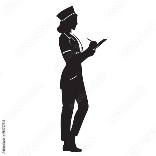 Vector illustration of a black silhouette of a young businessman in a suit standing and holding a book instead of a gun