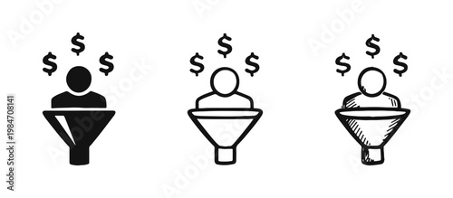 Marketing Funnel Lead Generation Icon Set