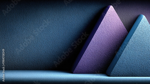 Abstract geometric shapes in purple and blue hues minimalist design.