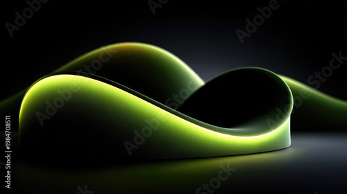 Abstract Green Wave A Minimalist Design with Elegant Curves.