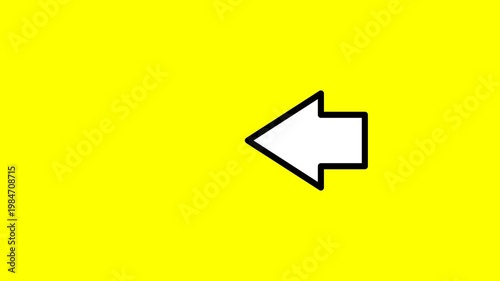 Motion Graphics left arrow icon animation on yellow background.