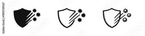 Bacterial Defense and Antivirus Protection Concept Icons