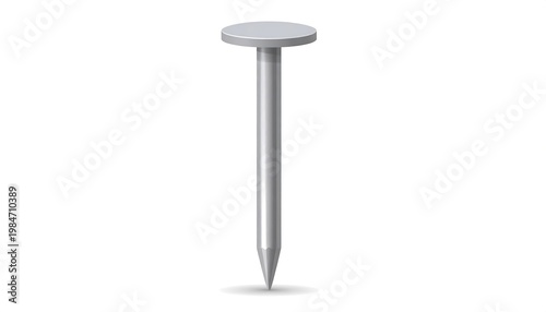 Metal Nail on White.