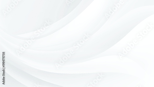 Minimalist white abstract background with smooth curving lines and soft gradients