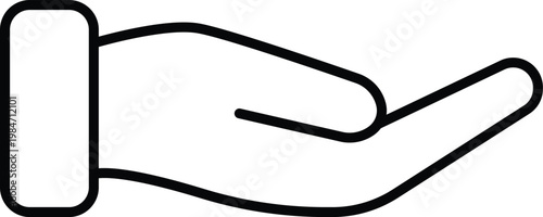 Art & Illustration, Clean line art illustration of an open human hand. Represents giving, receiving, charity, or holding virtual objects in design.